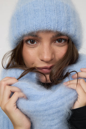 Szalik Mossy Mohair Sky Blue